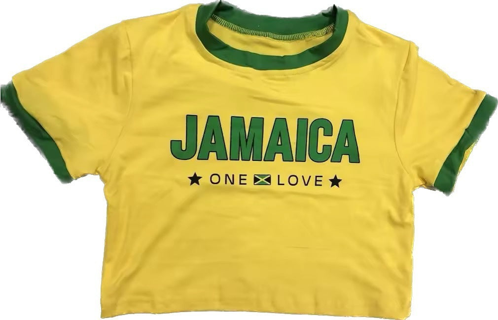T-shirt vintage Broderie de lettres JAMAICA Top